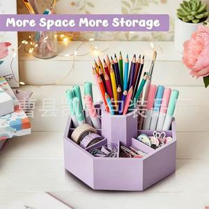 <b>Rotating</b> Pen Holder With Partitions Multi Functional <b>Desk</b> Storage Box For Pens Paintbrushes And Stationery Organizing - Product Image 2