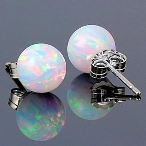 yunnique Jewelry Round <b>Opal</b> <b>Stud</b> <b>Earrings</b> S925 Silver Small Ball Shape For Women Gift Fashion Jewelry - Product Image 1