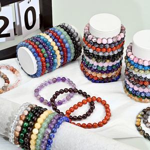 Pulseras de Piedras Redondas de Amatista Natural, Joyería de Moda, <span class=keywords><strong>Curativas</strong></span>, de Materiales Mixtos, Precio al por Mayor, para Regalos - Product Image 1