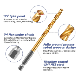 Juego de 13 Brocas Helicoidales de Acero Rápido con Recubrimiento de Titanio, Vástago Hexagonal, 1/16\", 1/4\", Acero de Alta Velocidad, Carburo, 5mm, 6mm, 8mm, 10mm, Almacén en EE. UU. - Product Image 3