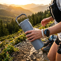 Bouteille d'eau isotherme anti-fuite pour le sport et les voyages, avec poignée de transport, finition mate thermolaquée, paille à boire directe, pour le cyclisme et le fitness
