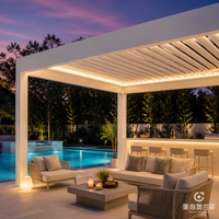 MEIXIN ORLANDO Villa de luxe moderne, pergola bioclimatique motorisée en aluminium avec verre trempé, alimentée à l'énergie solaire, à lames orientables