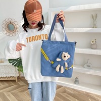 Nouveau design gros grands sacs à bandoulière shopping livre d'étudiant sac d'école fille ours sac à dos toile sac fourre-tout