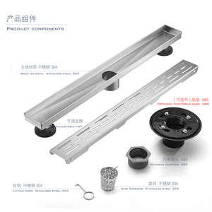 Moderno Scarico Doccia Lineare Sottile in Acciaio Inox 304 Dorato Spazzolato Antiodore, 60cm 24 Pollici, per Inserimento Piastrelle - Product Image 4