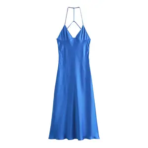 TAOP&ZA Spring New Product 2024 Women's Wear Socialite Temperament Sexy Revealed Waist Back Halter Dress for Women 2255331