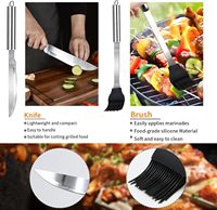11Pcs Set Peralatan Panggang BBQ dari Baja Tahan Karat, Perlengkapan Alat Panggang Praktis Portabel dengan Tas Penyimpanan
