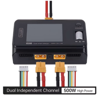 Chargeur/Déchargeur Intelligent Mini Double Canal ToolkitRC M6D 500W MAX 30A pour Batteries Lipo DC 1-6S, Pièces pour Modèles FPV et Avions RC