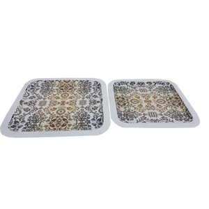 <b>DECORATIVE</b> GOLDEN GREEN COLOR WOODEN ENAMEL SERVING TRAY <b>KITCHEN</b> <b>DECORATIVE</b> WOOD TRAY and CHRISTMAS OCCASION CANDLE <b>DECOR</b> - Product Image 2
