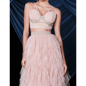 <span class=keywords><strong>Abito</strong></span> da Sera <span class=keywords><strong>Lungo</strong></span> da Ballo in <span class=keywords><strong>Organza</strong></span> di Lusso per Donna con Corpetto Crop Top e Schiena Scoperta - Product Image 5