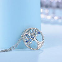 Collier pendentif Arbre de Vie en argent sterling 925 avec zircon, bijoux fins en gros pour femmes