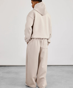 Ensemble de survêtement décontracté pour homme, coupe oversize et ample, personnalisable, en mélange de coton Air Layer épais, comprenant un sweat à capuche et un pantalon de survêtement - Product Image 2