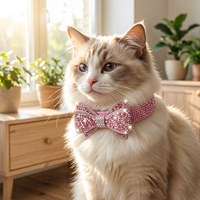 Collier de luxe en cristal pour animaux de compagnie, nœud papillon scintillant en strass pour chat, chiot, petits chiens, idéal pour fêtes, mariages, séances photo, cadeau, boutique