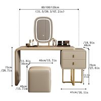 Coiffeuse moderne en bois en U avec miroir, armoire de rangement durable et fonctionnalités réglables – Tailles 80/100/120 cm