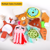 Set Mainan Anjing Berbunyi dari Bahan Plush dengan Tali Simpul untuk Dimainkan di Dalam Ruangan