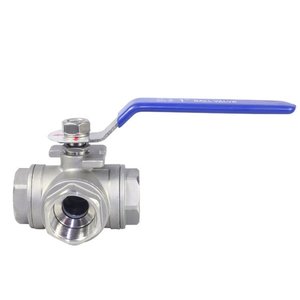 Conector de Bola Roscado Hembra de Tres Vías de Acero Inoxidable 304 316 Tipo T/Tipo L - Product Image 1