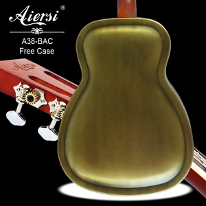 China Aiersi Style O Gloss Brass Metal Body Vintage Single Cone Biscuit Bridge Acoustic Resonator Guitar Blues <b>String</b> <b>Instrument</b> - Product Image 3