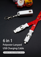 Cadeaux d'entreprise personnalisés avec logo, carte multifonctionnelle, USB 3A, charge, résistant à l'eau, cordon de cou, sangle, 90 cm, type C, câble de données 6 en 1
