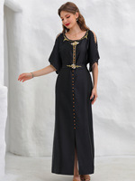 Abayas de soirée en tissu polyester uni, très luxueuses, fabriquées à la main, avec strass, production OEM/ODM, délai de production plus long.