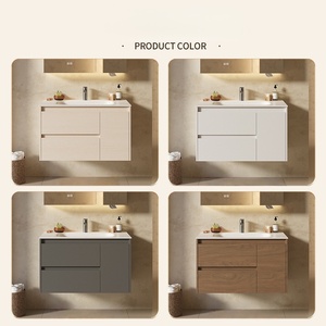 Antique Style Rock Slab Integrated Basin Bathroom Cabinet MDF Construction Water Resistant Easy Clean Wall-Mounted Vanity - Product Image 6
