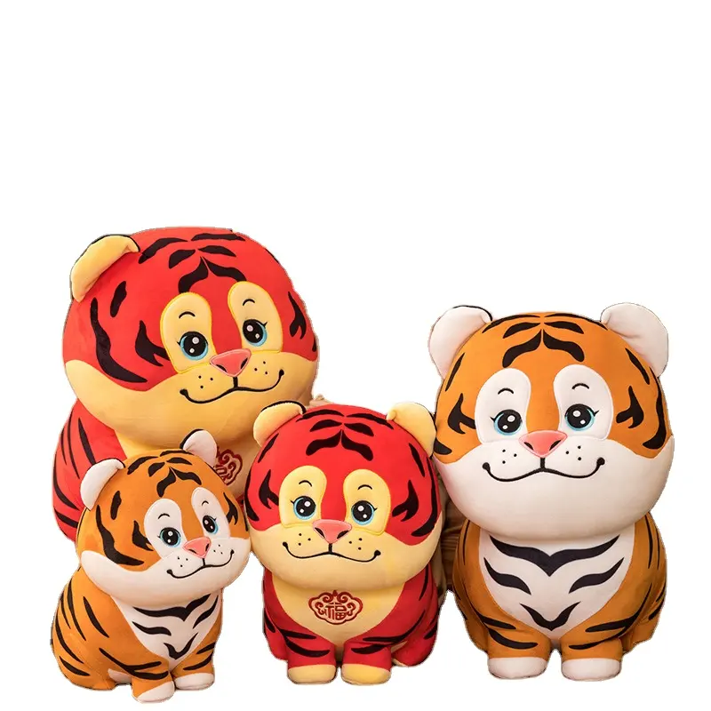 Оптовая продажа 2022 китайский новый год Тигр талисман кукла Kawai Тигр плюшевая игрушка для детей красный тигр талисман игрушка мягкие игрушки животные