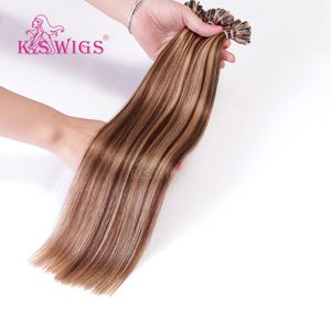 KSWIGS Professionnel 12-28 pouces Lisse/Bouclé - Qualité Salon OEM Personnalisable Vente en Gros Extensions de Cheveux Humains Vierges à Pointe en U - Product Image 3