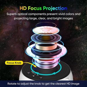 Projecteur d'étoiles HD pour chambre à coucher, lumière galaxie réglable avec bouton, 13 disques de films, projecteur planétarium, garantie 1 an - Product Image 4