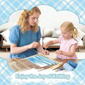 Wooden Loom <b>Diy</b> Craft <b>Kit</b> For Girls Home Use Tapestry Weaving Machine With 12 Colorful Yarns - Product Image 2