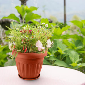 Prix d'usine Grands pots de plantes en plastique extérieurs Grand pot de fleur noir avec plateaux et soucoupes Vente en gros pour le jardin - Product Image 4