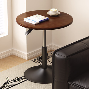 Modern <b>Round</b> Coffee <b>Table</b> Wood Top Metal Frame Adjustable Height Living Room Sofa <b>Side</b> <b>Table</b> - Product Image 3