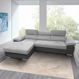 SALA DE ESTAR VERONICA CON PENÍNSULA IZQUIERDA EN TELA GRIS BICOLOR - Product Image 1