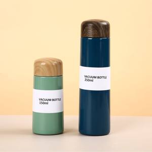 Mini <span class=keywords><strong>Thermos</strong></span> da 150/250ml con Coperchio in Legno, Tazza da Caffè in Acciaio Inox 304, Bottiglia d'Acqua Portatile Creativa per Esterni - Product Image 3