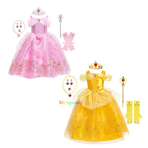 Deluxe épaules nues <span class=keywords><strong>Belle</strong></span> princesse Cosplay robe anniversaire enfants Aurora Costume fille vêtements fête TV & film Costumes - Product Image 1