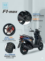 Scooter à essence Euro 5 125cc, moteur GY6 4 temps refroidi par air, système EFI, frein à disque avant et arrière CBS, vitesse de 80 km/h pour les trajets quotidiens