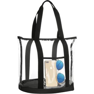 HAOGUAGUA borsa da toilette cosmetica Extra Large nera in PVC porta spalle grande Tote in plastica trasparente per uso bagno - Product Image 3