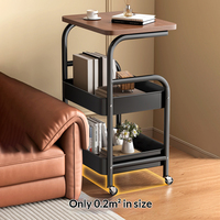 Carrito de Almacenamiento Multifuncional con Ruedas y Tablero de Mesa, Estante Metálico Móvil Pequeño para Sala de Estar