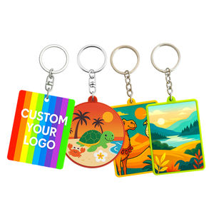 Benutzer definierte UV-Druck PVC Schlüssel anhänger Quadrat Gummi Tags Logo Illustration unterstützt für Veranstaltungen Promos Creative Merchs Factory Direct - Product Image 1