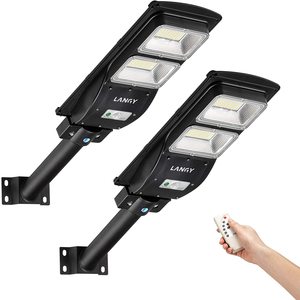 Lampadaire solaire LED en alliage d'aluminium IP66 5000K lumière du jour, montage mural, télécommande, 50000H, angle de faisceau 144°, certifié CE, garantie 10 ans - Product Image 1