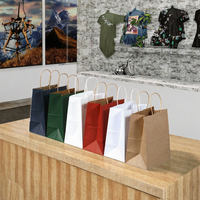 Sac shopping en papier coloré avec poignées torsadées pour boutique de vêtements, emballage cadeau et impression de logo personnalisé