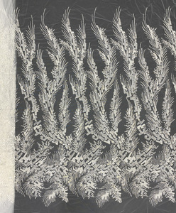 ผ้าลูกไม้ปัก<span class=keywords><strong>ลาย</strong></span>มุกสไตล์ยุโรป ประดับด้วยลูกปัดขนาด 3/4 มม. ปักเลื่อม สำหรับชุดแต่งงานระดับพรีเมียม - Product Image 1