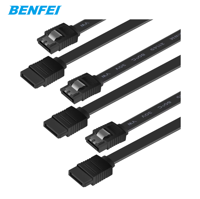 BENFEI SATA Cable III Adapter 3 Pack 6Gbps Straight HDD/SSD Data Locking Latch 18 Inch (45.7cm) Computer Nickel Plated ABS Pure