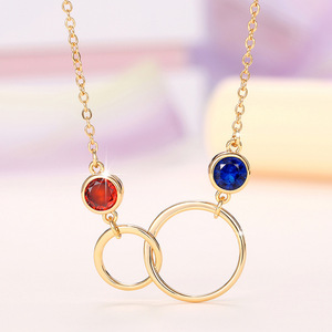 Collana Minimalista con Doppio Cerchio per Donne, Gioielli di Moda con Micro Pavé - Product Image 2