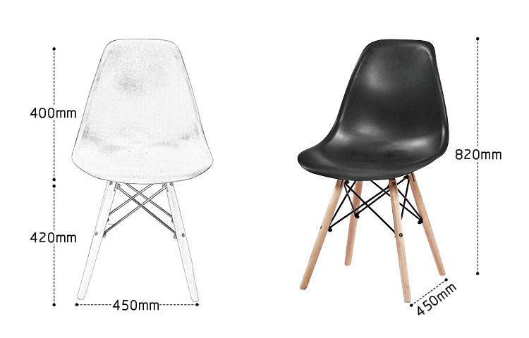 42*46*82cm PP Dining Chairs OEM With Wooden Leges