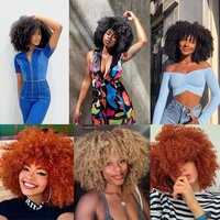 Perruque OEM sans lacet, style européen et américain, pour tête chauve, micro-bouclée, afro, petites boucles, cheveux courts bouclés et volumineux, en fibre haute température