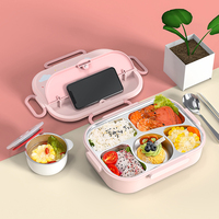 Aohea Boîte à lunch portable en acier inoxydable à 4 compartiments sans BPA Boîte à lunch étanche pour enfants