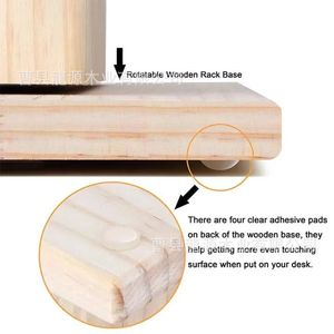 Soporte de madera para hilo de escritorio, soporte de almacenamiento giratorio de 18x15x38,4 cm para bordado, tejido, costura, organización DIY - Product Image 3