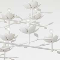 Américain Moderne Rond Salon Plâtre Fleur Bougie Lustre Blanc Doré Maison Hôtel Chambre à coucher Salle à manger Lampe suspendue