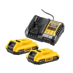 แบตเตอรี่ลิเธียมไอออน DeWalt 18V XR 2.0Ah ชุดคู่ พร้อมเครื่องชาร์จสำหรับเครื่องมือไฟฟ้า - Product Image 1