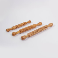 Rouleau à pâtisserie en bois d'olivier avec poignées |   Outil de cuisine tunisien fait main |   OEM / Vente en gros