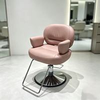 Chaise de barbier hydraulique à base chromée avec repose-pieds en boucle, pivotante à 360°, pour salon de coiffure et équipement de beauté
