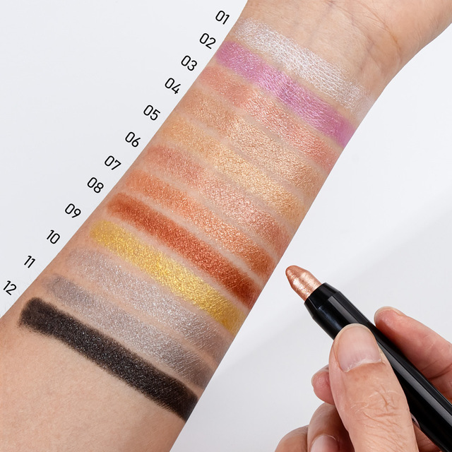 Private Label Vegan 12 Color Highlighter Stick Double Head Shadow Lipstick Blush Highlighter Pen Makeup Glitter Eyeshadow Stick